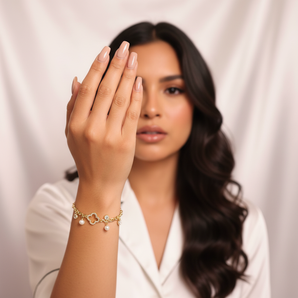 Pearl Clover Bracelet On Model