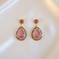Pink Crystal Drop Earrings Flat Lay