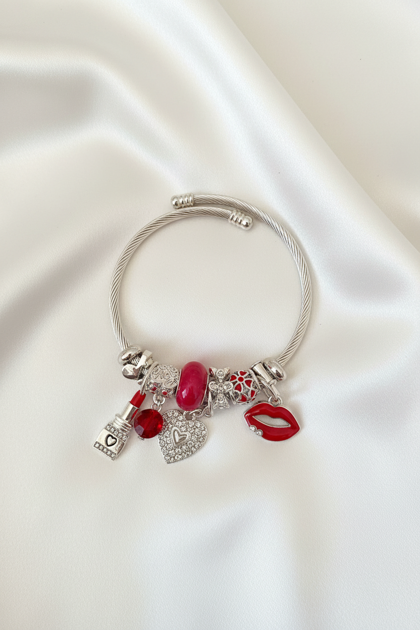 Pulsera Charms Glam Rojo