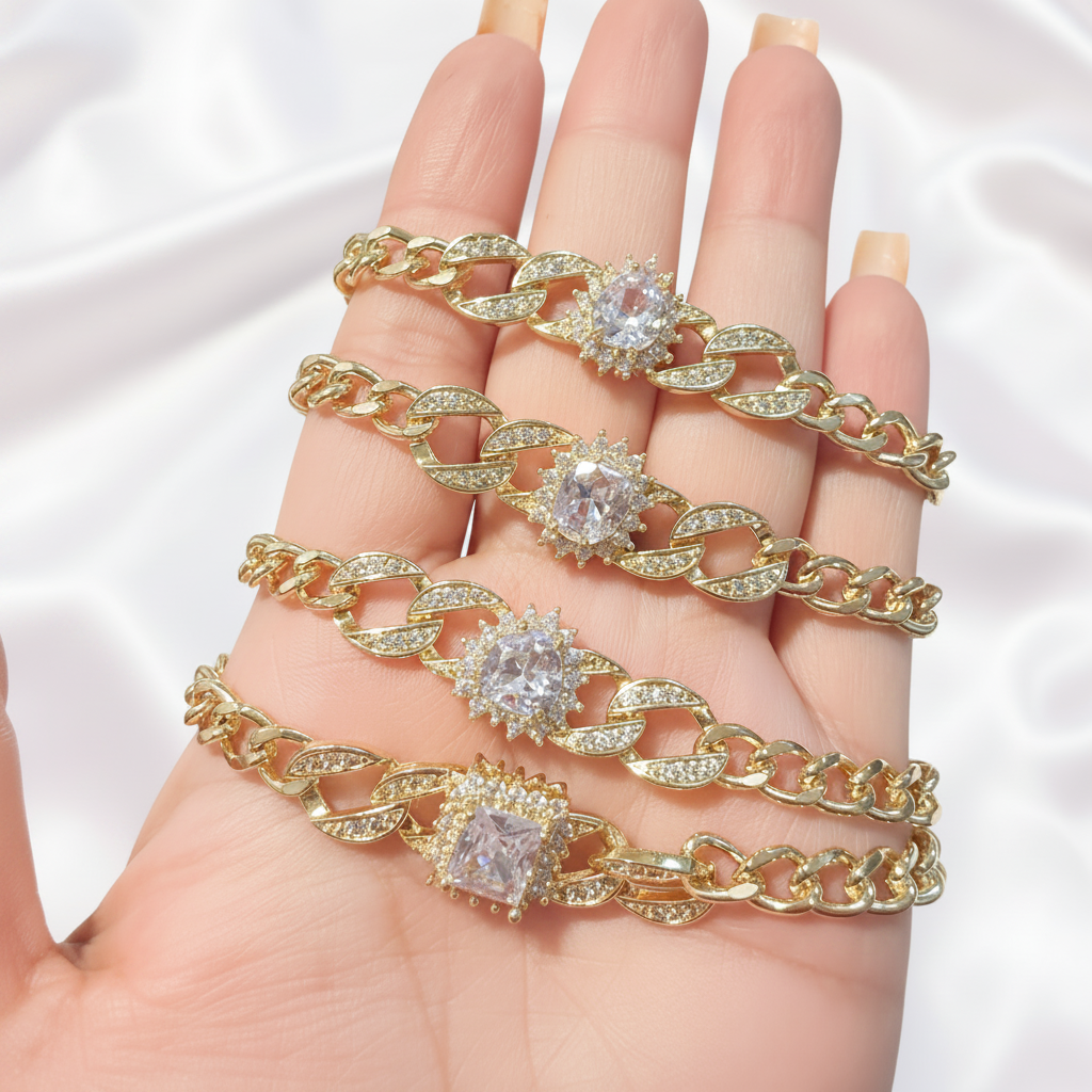 Pulsera Cubana Crystal Aclarada