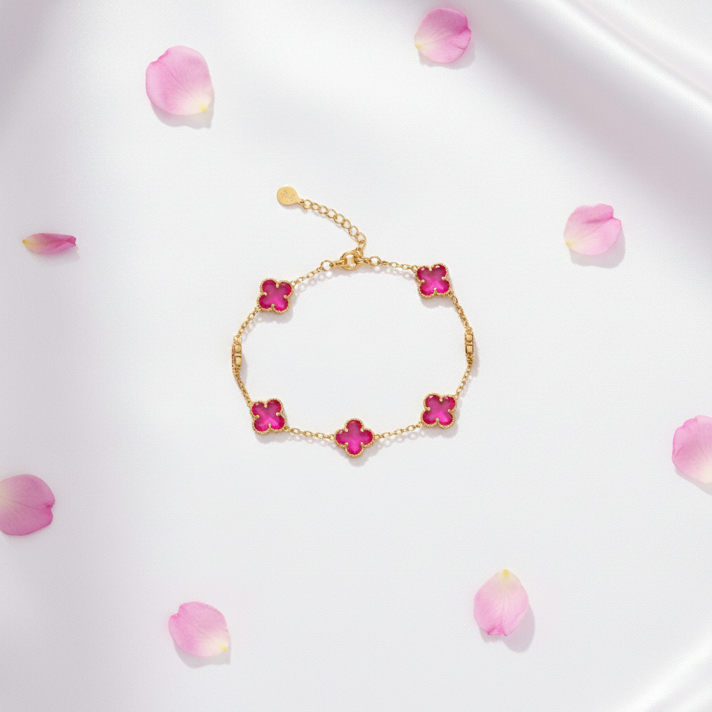 Pulsera fucsia flatlay seda