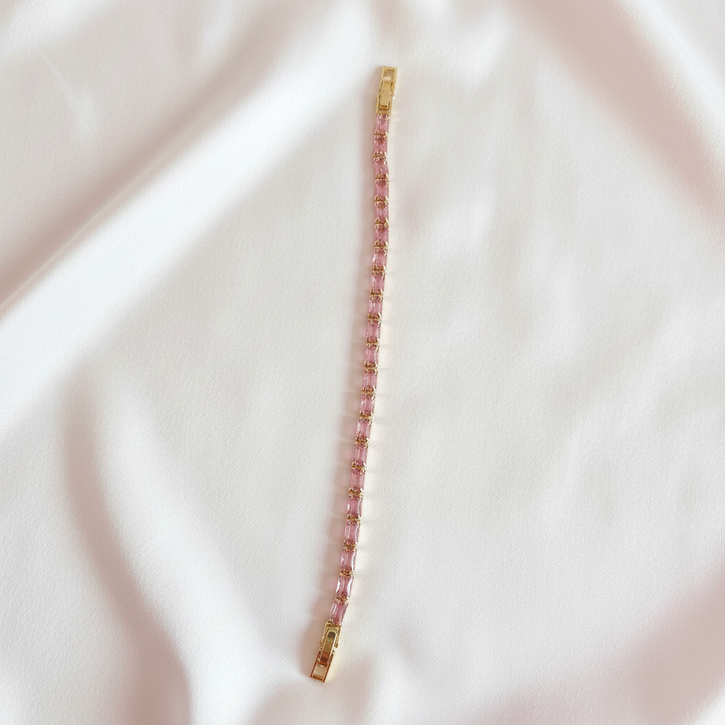 Pulsera Tennis Rosa flat lay