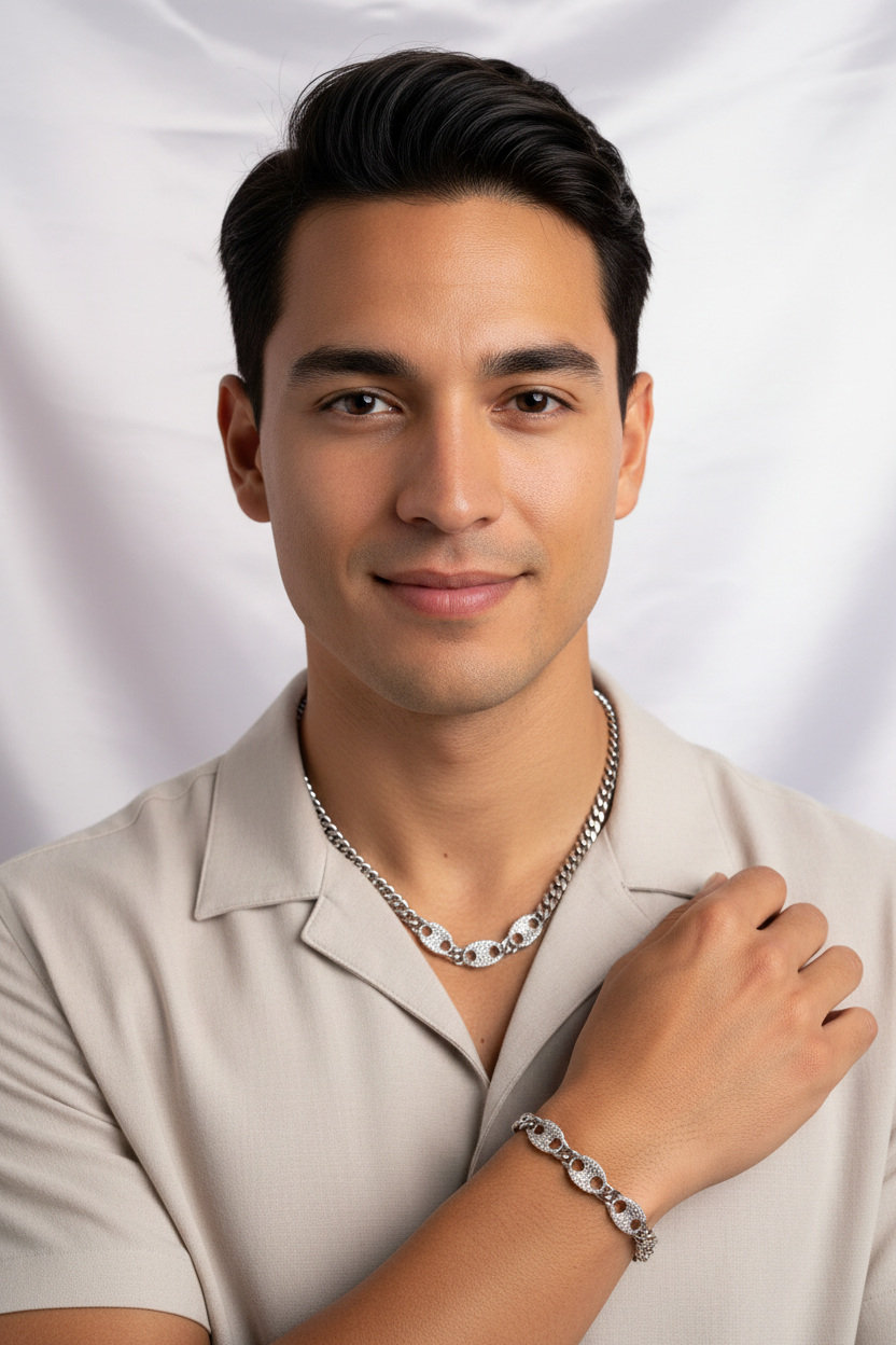 Set Plateado - Modelo Hombre