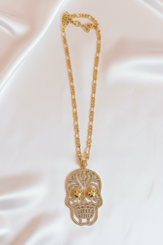 Sugar Skull Necklace Flat Lay
