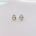 Teardrop Crystal Stud Earrings Flat Lay