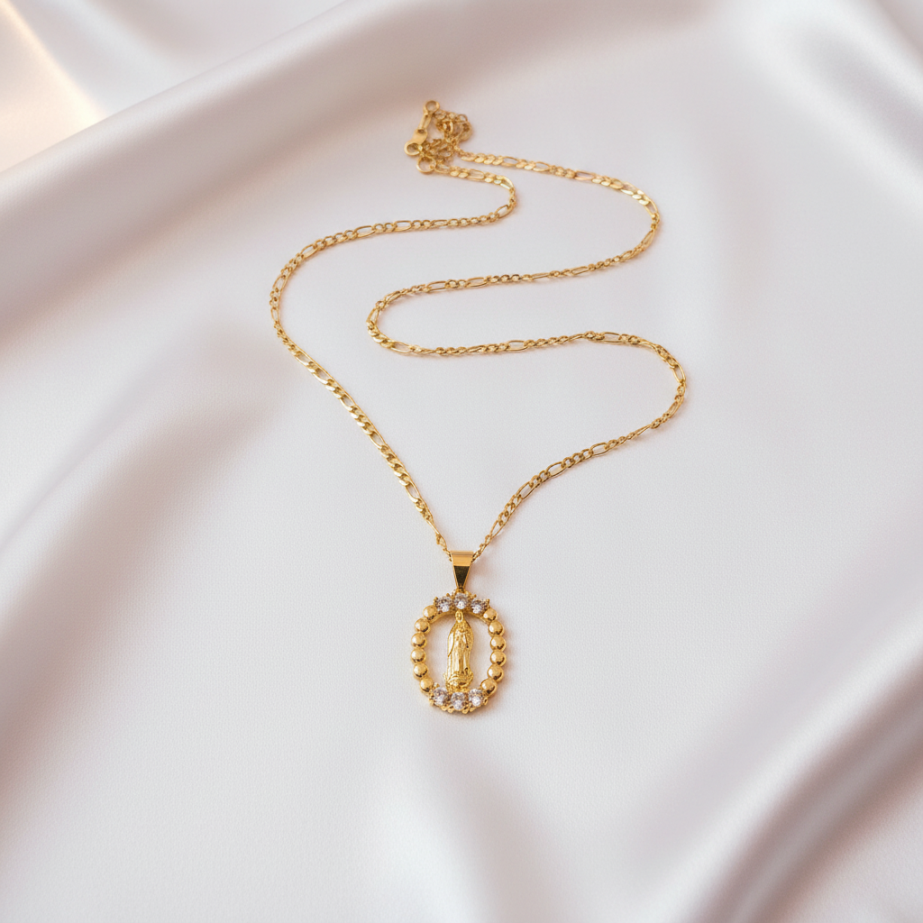 Virgen Necklace Flat Lay