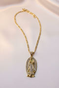 Virgin Mary Necklace Flat Lay